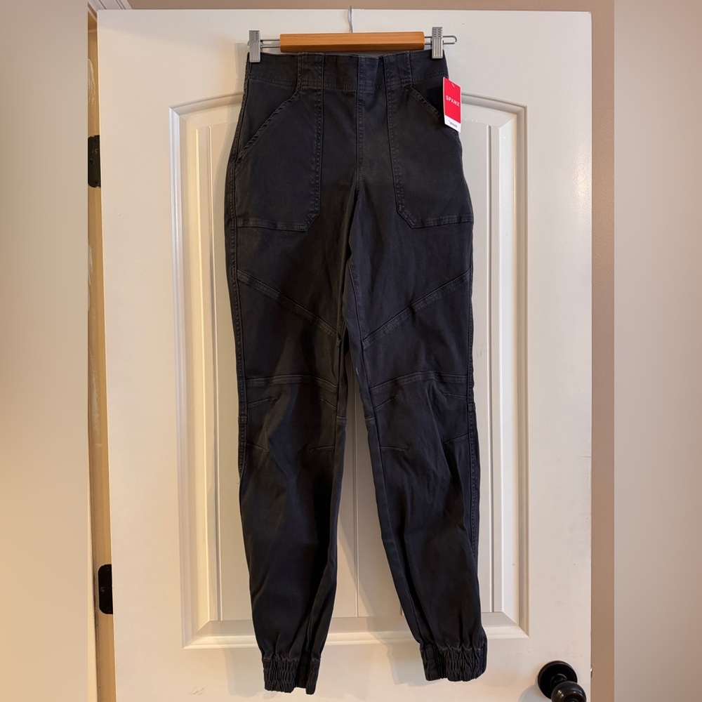 Spanx Stretch Twill Cargo Jogger Washed Black Size Small